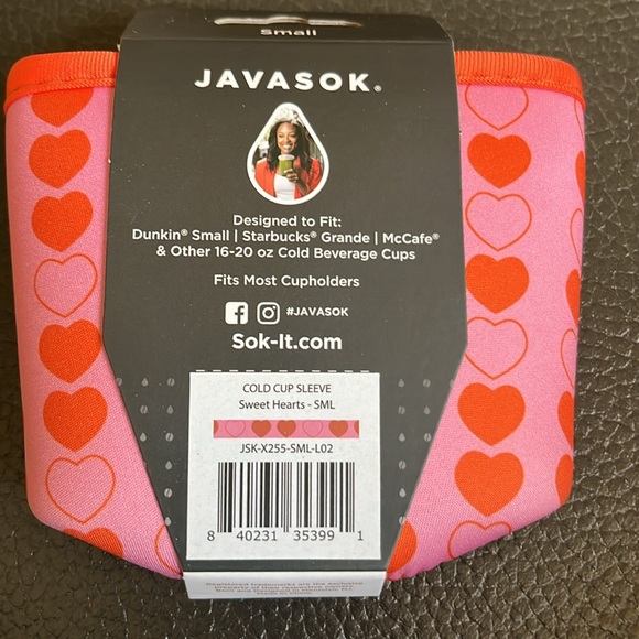 Java sok pink heart reusable insulating cold beverage sleeve - Picture 2 of 6